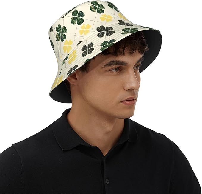 Vintage Clovers Bucket Hat Novelty Sun Hats Trendy Fisherman Cap for Men and Women