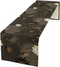 Vintage Floral Table Runner,Black Gold Floral Art Print Table Runner for Home Kitchen Table Dining Indoor Outdoor Party Decor 13x90 Inch