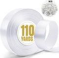 XSEINO 110 Yards Ribbon,1 1/2 Inch White Satin Ribbon for Flower Bouquet, Gift Wrapping, Ribbons for Crafts, Hair Bows Making, Wedding Party Decoration, Sewing, Invitation Cards, Christmas, Wreath