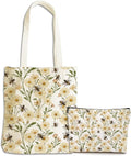 Flower Plant Lover Gifts for Women Canvas Tote Bag with Makeup Bag Cosmetic Bags Grocery Bags for Shopping Christmas