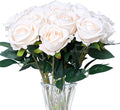 SITUMEIZI 15PCS Artificial Roses Silk Flowers Fake Roses Realistic Bouquet Long Stem with Gift Box for Mother's Gift Day Home Party Wedding Decorations(Champagne)