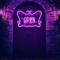 Gothic Open Neon Sign LED Wall Light for Witchy Shop Spooky Café Halloween Decor Crystal Store Tattoo Studio and Mystic Boutique Room Game Kids Room Man Cave Party Decor Party Supply Ba