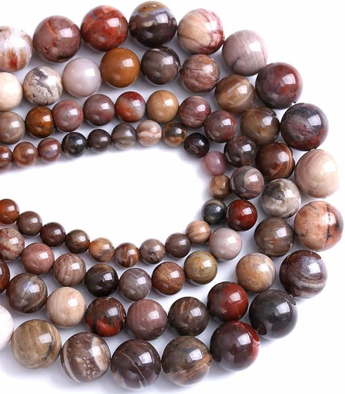 10MM 38PCS Natural Stone Petrified Wood Jasper Loose Beads for Jewelry Making DIY Bracelet
