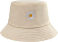 Flower Reversible Bucket Hat Cotton Summer Travel Beach Sun Hats Emboridery for Women Men