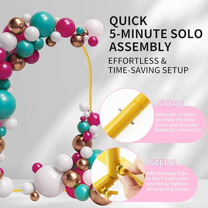 6FT Arch Backdrop Stand for Party, Wedding Arch Stand for Ceremony Birthday Party Baby Showers Photo Booth Easy Assembly Supports Flowers Balloons and Decor,Gold Short