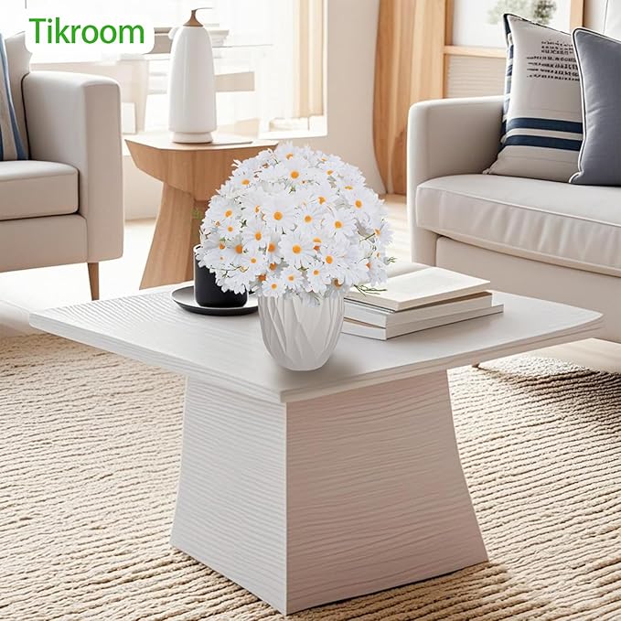 Artificial Daisy Flowers 18" White UV Resistant Outdoor Fake Flowers Faux Daisies with Stems for Home Garden Wedding Vase Decor Silk Wildflowers 8 Bundles
