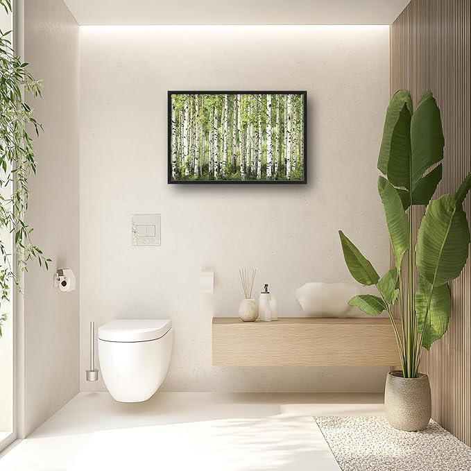 Extra Large Birch Tree Framed Wall Art for Living Room,Oversized Green Aspen Trees Forest Pictures Wall Decor,Canvas Print Painting Modern Artwork Bedroom Office Bathroom 36L x 24W