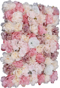 12 Pcs Artificial Flower Wall Panels 3D Flower Background Panel for Wall, 60x40cm Wedding Flower Decorations Wall Silk Rose Panels for Party, Nail, Photo Areas, Stage Background (Pink + Peach)