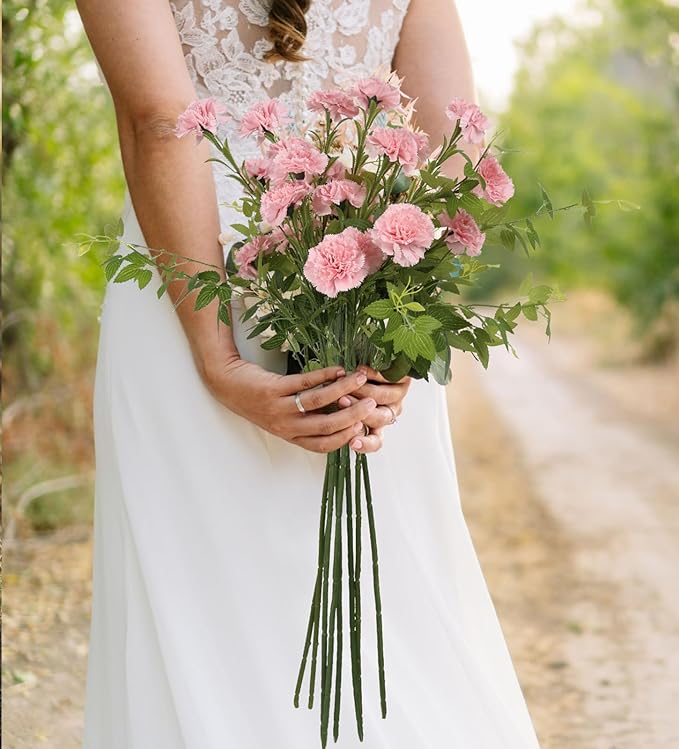 IPOPU Carnations Artificial Flowers 6PCS Fake Silk Carnations 33in Long Flowers for Tall Vases for Wedding Home Table Centerpieces Floral Arrangement(Light Pink)