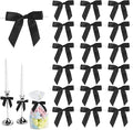 50 PCS Black Twist Tie Bows 2.5" Satin Ribbon Bows Decor for Gift Wrapping Craft Treat Bags Cake Pop Basket, Wedding Baby Shower Birthday Party Favors