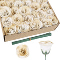 Glitter Roses Bouquet,30PCS Glitter Flowers Fake Roses Artificial Flowers with Stems for Wedding Party Christmas Valentine's Day Home Decor (Gradient Champagne