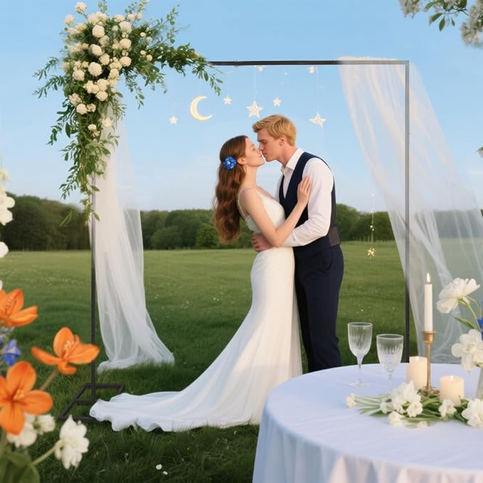 8.2FT Black Metal Wedding Arches for Ceremony Square Balloon Arch Stand Rectangular Backdrop Stand for Anniversary Birthday Party Bridal Shower Home Indoor Outdoor Decoration