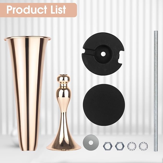2 Set Rose Gold Vases Centerpieces for Table, Mjkeomo Trumpet Vases 21.9'' Tall Rose Gold Vase for Centerpieces, Table Centerpieces for Party Event, Christmas, Wedding, Valentine's Day