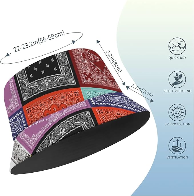 Bucket Hat for Women Men Unisex Sun Cap Packable Outdoor Fisherman Hat Headwear,Reversible Double-Side-Wear
