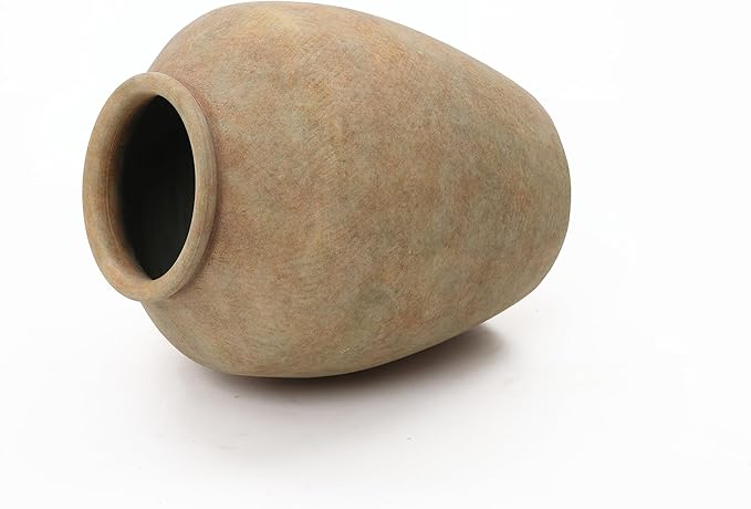 LuxenHome Rustic Ceramic Vase, 10.4" Tall Terracotta Vases with Earthy Brown Tones, Farmhouse Flower Vase for Shelf Living Room Decor, Vintage Pottery for Entry Way Table Home Decor