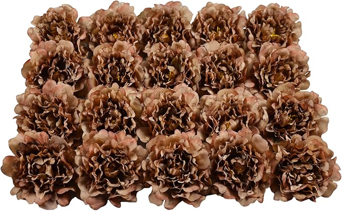 20pcs 5" Artificial Flower Peonies, Silk Peonies with 6" Stems, Flowers Suitable for Wedding Bouquets, Home Party Decoration (Coffee)