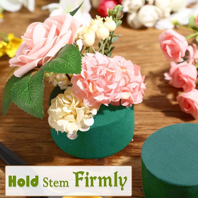 4Pcs Floral Foam Round SUPKING 3.15" Small Green Wet Dry Flower Foam Blocks Florist Plant Foam for Artificial and Fresh Flower Arrangement