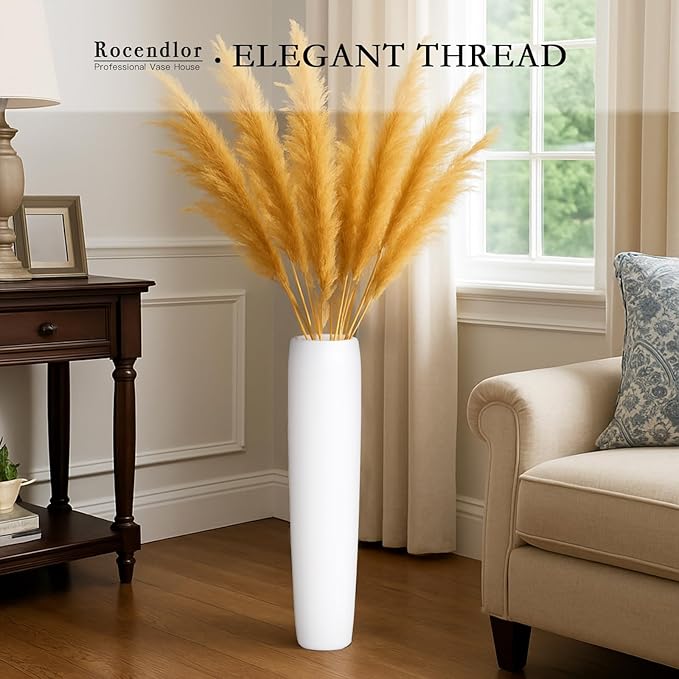 27.5" White Vase for Home Decor - Tall Floor Vase for Living Room, Bedroom, Office - Elegant Minimalist Tall Vases for Large Dried Stems, Pampas Grass, Artificial Branches