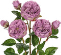 Real Touch Artificial Roses (Set of 3) – 23.6" Long Stem Purple Garden Roses – Lifelike Faux Silk Flowers for Wedding Bouquets, Home Décor, Centerpieces & Floral Arrangements