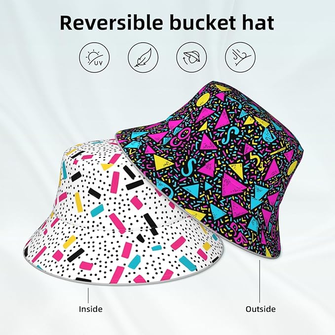Bucket Hat Double-Side-Wear Reversible Sun Hat Beach Travel Hiking for Women Men