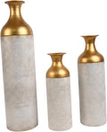 3 Pieces Metal Floor Standing Vase Set Texture 26.7inch 20inch and 16inch Sturdy Accessory Detachable Design Versatile