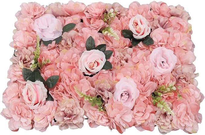 12pcs Realistic Flower Wall Background Artificial Flowers Wall Backdrop Panel 3D Silk Rose Fake Flower Wall Panel Banquet Wedding Party Decor for Any Party Decorations24x15 Inch