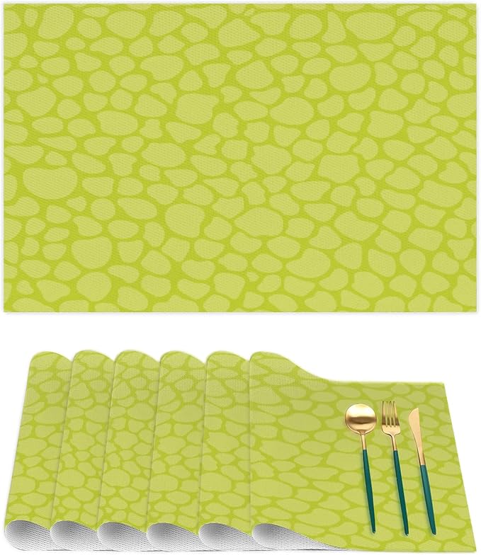 Sage Green Modern Placemats Set of 4 PVC Vinyl Non Slip Table Mats Waterproof Heat Resistant Place Mats Washable Wipeable Dining Table Mat for Kitchen Party Farmhouse Indoor Outdoor Decorative
