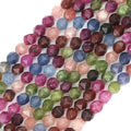 Faceted Natural Tourmaline Agate Stone Round Beads 10mm 36cm/Strand for Jewelry Making