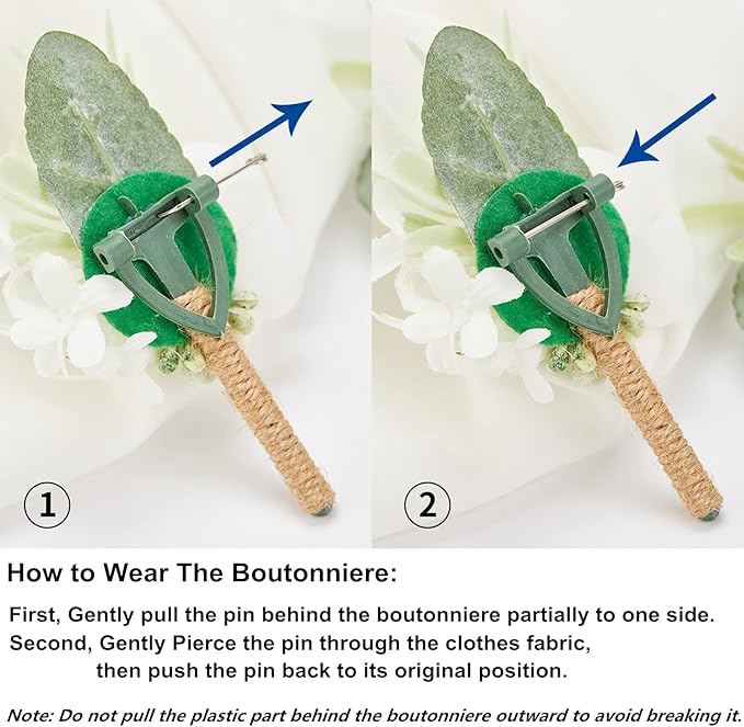 Meldel Blue Boutonniere for Men Wedding, Set of 6, Best Man Groom Groomsmen Boutonniere, Men Boutonnieres for Wedding Prom Party Homecoming Graduation