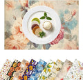 Placemats Set of 4 Waterproof Oilproof Table Mats Vintage Rose Pattern Washable Wipeable Heat Resistant Easy to Clean for Indoor Outdoor Party Kitchen Dining Table Decoration 12 * 18in