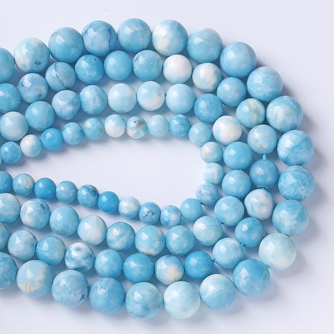 6MM 60PCS Natural Blue Larimar Gemstone Crystal Beads for Jewelry Making DIY Bracelet