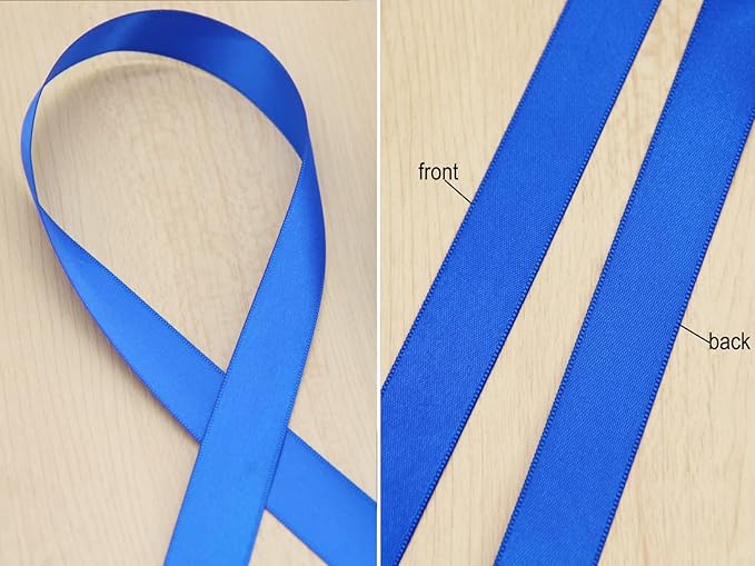 Royal Blue Double Faced Satin Ribbon 7/8 Inch - 100 Yards Continuous Gift Wrapping Package Ribbon for Invitations, Flower Bouquets, Weddings, Bows, Hair Decoration, Valentine's Day, and Mother's Day