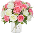 MARTINE MALL 2 Packs Peonies Artificial Flowers, Mixed White Pink Artificial Peonies, Silk Peonies Flowers Fake Peonies Artificial Flowers Peonies Bouquet for Centerpiece Table Wedding Home Decor