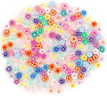 200 PCS Flower Beads Colored Polymer Clay Beads, Flower Charms for Bracelets for Necklace Bracelet Earrings Key Chains Making DIY Accessories for Women