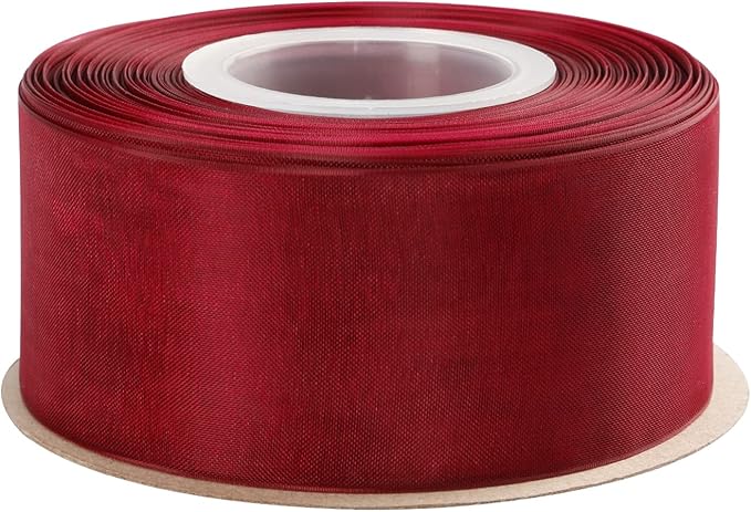 1-1/2 Inch Wine Shimmer Sheer Organza Ribbon Sheer Chiffon Ribbon 50 Yards-Roll Multiple Colors Available for Gift Wrapping Wedding Events Christmas Décor