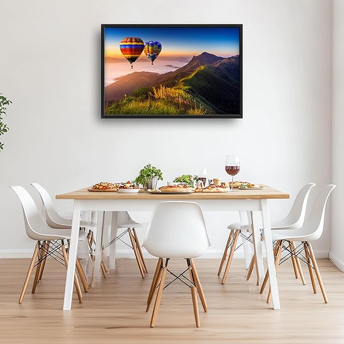 Framed Large Pictures Wall Art for Living Room, Nature Scenery Mountain Landscape Oversized Wall Decor Hot Air Balloon Canvas Print Painting Extra Large Framed Artwork for Bedroom Office 36"x24"