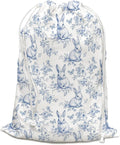DSHFG Light Blue Chinoiserie Birthday Drawstring Gift Wrap Bags, Chinoiserie Bunny Baby Shower Drawstring Gift Bags Canvas, Blue and White Small Happy Birthday Bag, Bunny Gifts, 10x13 Inch
