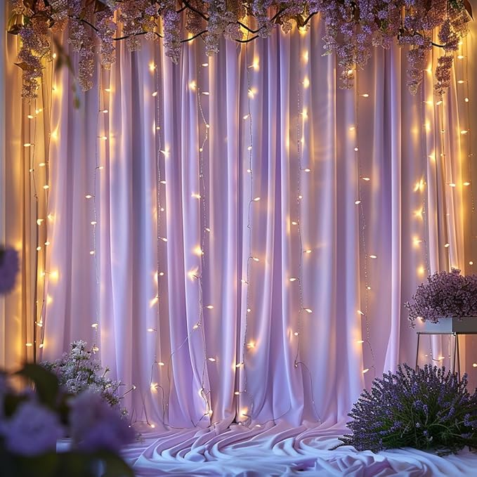 20x10ft Wrinkle Free Lavender Backdrop Curtain for Parties Soft Fabric Drapes Wedding Curtain Backdrop for Birthday Party Decorations Background for Photography 5x10ft,4 Panels