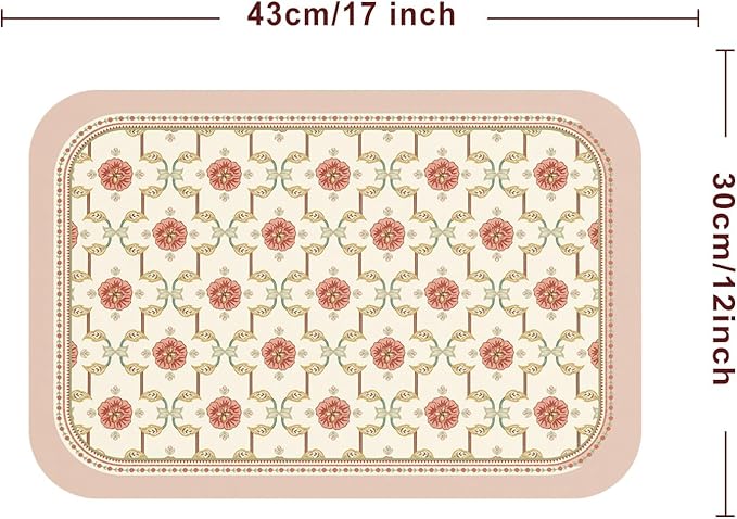 patdrea French Floral Red Rectangular PVC Placemats, Pack of 6, Waterproof Insulation, Soft and Durable, Suitable for Dining Table, Kitchen and Coffee Table Decoration,12"*17"