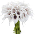 24 Pcs Artificial Calla Lily Flowers Fake Silk Flowers Real Touch for Wedding Bouquet Office Goth Home Kitchen Decor (White Black)