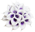 DuHouse 20Pcs Calla Lily Artificial Real Touch Latex Flowers Fake Wedding Bouquet Home Wedding Party Decor (Purple White)