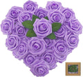 [25PCS] Isquene Purple Roses Artificial Flowers with Long Stem Real Touch Fake Foam Roses for Decoration DIY Wedding Bouquets Centerpieces Bridal Shower Flower Arrangements Home Decor