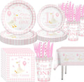 141pcs Silly Goose Birthday Party Decoration Pink Bow Silly Goose Baby Shower Decor Funny Table Gift for girls 1st Birthday Baby Shower Plates Cups Napkins Forks Knives Straws,Suitable for 20 Guests