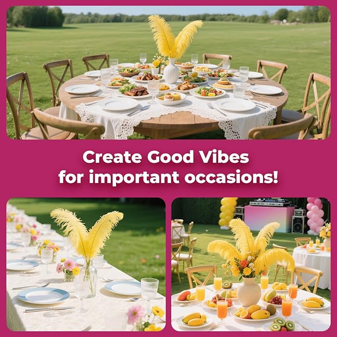 Piokio 10 pcs Natural Gold Ostrich Feathers 14-16 inch(35-40 cm) Bulk for Wedding Party Decoration Gatsby Decorations
