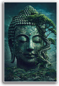 Buddha statue wall art canvas wall decor aesthetic picture mystical nature art for tranquil home and spiritual space 12x18in Frameless