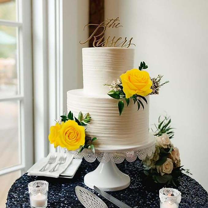 Felice Arts 12 Pack Yellow Artificial Flowers with Stems Silk Roses Fake Flowers Bouquet for Wedding Centerpiece Table Vase Home Kitchen Party DIY Decor