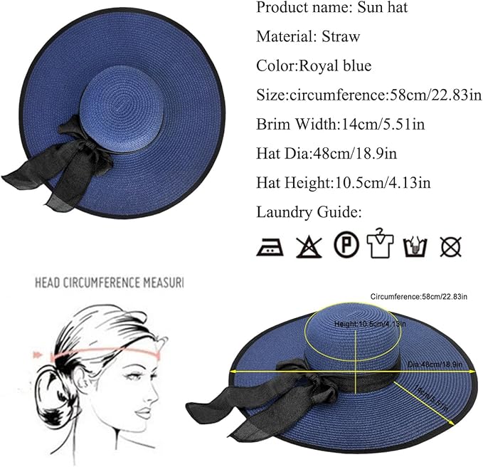 YQHMT Women Beach Sun Hats, Big Wide Brim Straw Hat for Women UPF 80+ UV Protection, Summer Hats Packable Foldable