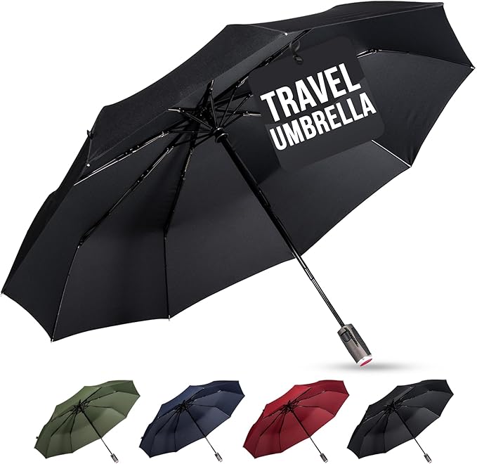 LifeTek Premium Travel Umbrella - Windproof & Compact for Men & Women, Automatic Open Close, Fits in Purse Laptop Bag or Backpack, Strong Frame for Heavy Rain & Sun UV Protection