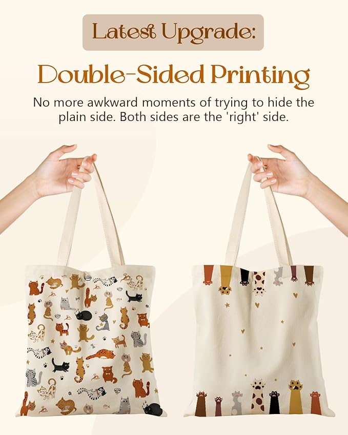 Aesthetic Tote Bag for Women- with Magnetic Buckle and Zipper Inner Pocket Cloth Cotton Canvas Tote Bags