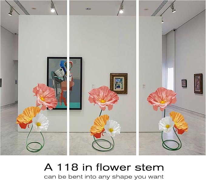 Paper Flowers for Decoration, Wedding Arch Artificial Flowers Adjustable Bendable Flower Decorations for Wedding, Propose, Engagement Baby Shower 3 Pack (Pink Orange White)